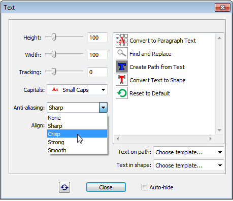 Disabling anti-aliasing of current text layer