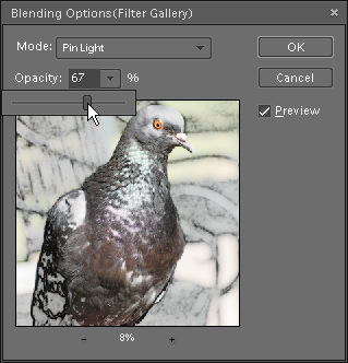 Editing blending options for „Trace Contour“ filter