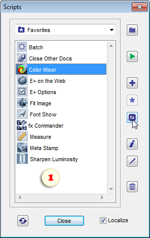 Adding the Farbmischer script to the Effects panel