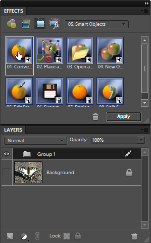 Converting 4 selected layers to smart object