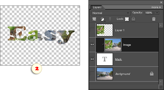 Clipping mask created from multi-layered document