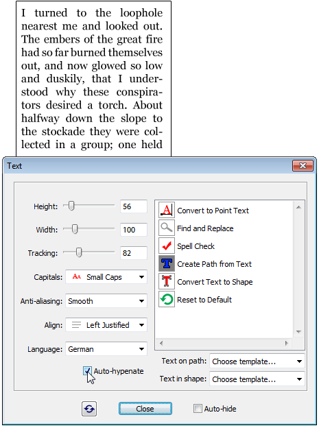 Enabling Auto-Hyphenate option