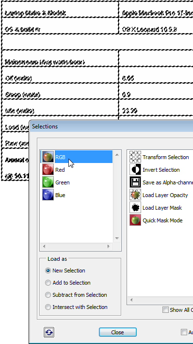 Using „Load Luminosity“ for Black and White conversion