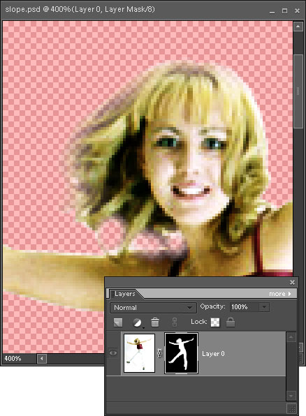 Mask shown as a 50% red overlay