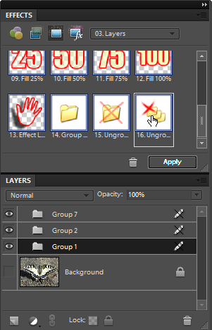 Ungrouping selected layers